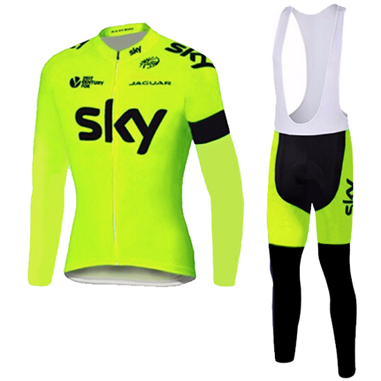 2016 Maillot sky Tirantes Mangas Largas Amarillo Y Negro